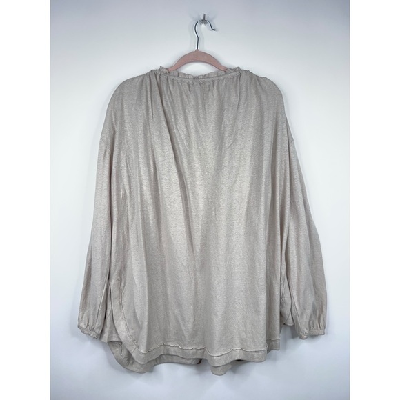 Free People Beach Cream Beige Oversized Blouse Boho Top Button Front Hemp New - Picture 5 of 12